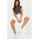 Basic Charcoal Grey Short Sleeve Crop T Shirt Basic Charcoal Grey Short Sleeve Crop T Shirt
