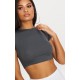 Basic Charcoal Grey Short Sleeve Crop T Shirt Basic Charcoal Grey Short Sleeve Crop T Shirt