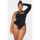 Plus Black Cut Out Ring Detail Long Sleeve Bodysuit Plus Black Cut Out Ring Detail Long Sleeve Bodysuit