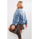 Vintage Mid Wash Quilted Oversized Denim Bomber Jacket Vintage Mid Wash Quilted Oversized Denim Bomber Jacket