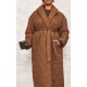Plus Dark Brown Maxi Belted Quilted Coat Plus Dark Brown Maxi Belted Quilted Coat