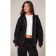 PRETTYLITTLETHING Black Premium Embroidered Zip Front Oversized Hoodie PRETTYLITTLETHING Black Premium Embroidered Zip Front Oversized Hoodie