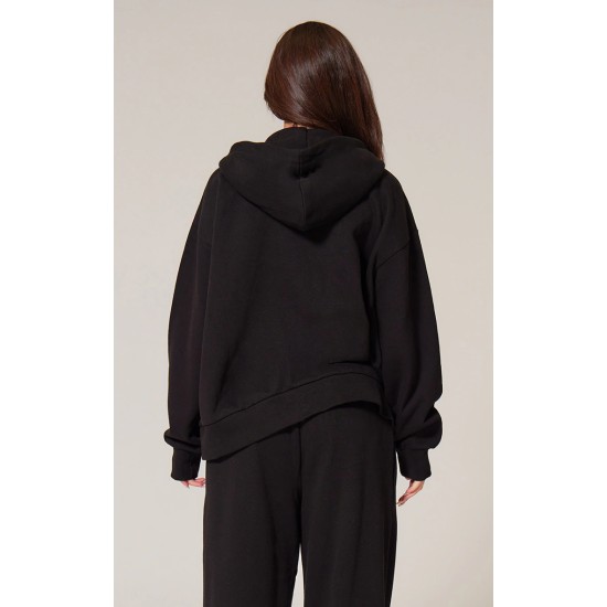 PRETTYLITTLETHING Black Premium Embroidered Zip Front Oversized Hoodie PRETTYLITTLETHING Black Premium Embroidered Zip Front Oversized Hoodie