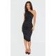 Petite Black Slinky Ruched One Shoulder Longline Midi Dr Petite Black Slinky Ruched One Shoulder Longline Midi Dr