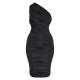 Petite Black Slinky Ruched One Shoulder Longline Midi Dr Petite Black Slinky Ruched One Shoulder Longline Midi Dr