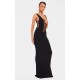 Petite Black Double Layer Lace Up Detail Maxi Dress Petite Black Double Layer Lace Up Detail Maxi Dress