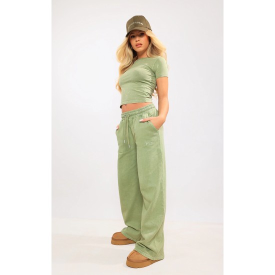 Olive Washed Oversized Low Rise Wide Leg Sweatpants Olive Washed Oversized Low Rise Wide Leg Sweatpants