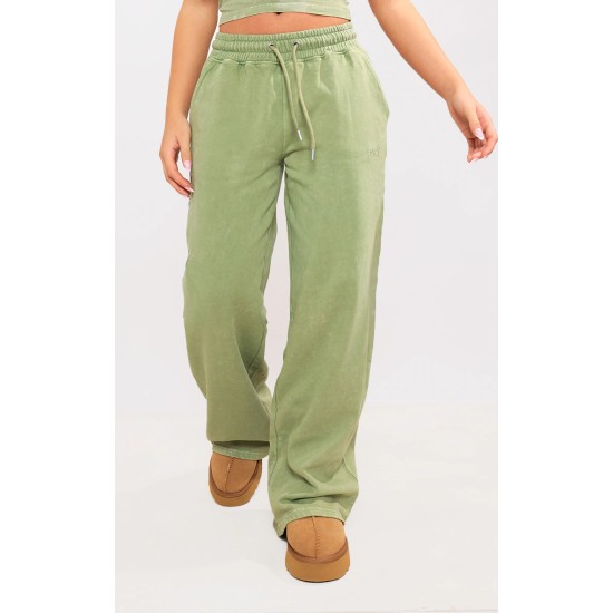 Olive Washed Oversized Low Rise Wide Leg Sweatpants Olive Washed Oversized Low Rise Wide Leg Sweatpants