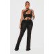 Shape Black Fold Over Ribbed Pants With Side Panel Detail Shape Black Fold Over Ribbed Pants With Side Panel Detail