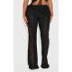 Shape Black Fold Over Ribbed Pants With Side Panel Detail Shape Black Fold Over Ribbed Pants With Side Panel Detail