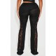 Shape Black Fold Over Ribbed Pants With Side Panel Detail Shape Black Fold Over Ribbed Pants With Side Panel Detail