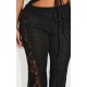 Shape Black Fold Over Ribbed Pants With Side Panel Detail Shape Black Fold Over Ribbed Pants With Side Panel Detail
