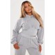 Shape Light Grey Sweat Cropped Shirred Waist Hoodie Shape Light Grey Sweat Cropped Shirred Waist Hoodie