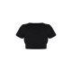 Basic Black Cotton Blend Short Sleeve Crop Top Basic Black Cotton Blend Short Sleeve Crop Top
