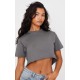 Cotton Charcoal Oversized Crop T-Shirt Cotton Charcoal Oversized Crop T-Shirt