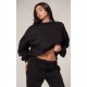 PRETTYLITTLETHING Black Boxy Embroidered Sweatshirt PRETTYLITTLETHING Black Boxy Embroidered Sweatshirt
