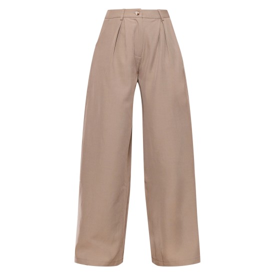 Taupe Woven Tailored Wide Leg Pleated Pants Taupe Woven Tailored Wide Leg Pleated Pants