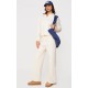Cream Knitted Polo Neck Sweater And Wide Leg Pants Set Cream Knitted Polo Neck Sweater And Wide Leg Pants Set