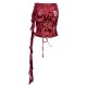 Red Devore Boatneck Ruffle Detail Backless Long Top Red Devore Boatneck Ruffle Detail Backless Long Top