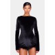 Black Velvet Long Sleeve Feather Trim Romper Black Velvet Long Sleeve Feather Trim Romper
