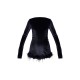 Black Velvet Long Sleeve Feather Trim Romper Black Velvet Long Sleeve Feather Trim Romper