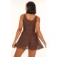 Chocolate Textured Lace Corset Detail Floaty Romper Chocolate Textured Lace Corset Detail Floaty Romper