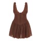 Chocolate Textured Lace Corset Detail Floaty Romper Chocolate Textured Lace Corset Detail Floaty Romper