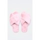 Pink Faux Fur Cross Over Slippers Pink Faux Fur Cross Over Slippers