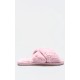 Pink Faux Fur Cross Over Slippers Pink Faux Fur Cross Over Slippers