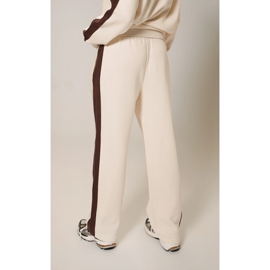 PRETTYLITTLETHING Cream Embroidered Contrast Panel Straight Leg Sweatpants PRETTYLITTLETHING Cream Embroidered Contrast Panel Straight Leg Sweatpants