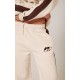 PRETTYLITTLETHING Cream Embroidered Contrast Panel Straight Leg Sweatpants PRETTYLITTLETHING Cream Embroidered Contrast Panel Straight Leg Sweatpants