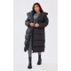 Black Chevron Quilted Maxi Puffer Coat Black Chevron Quilted Maxi Puffer Coat