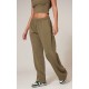 Olive Washed Rib Panel Wide Leg Sweatpants Olive Washed Rib Panel Wide Leg Sweatpants