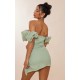 Sage Green Mesh Puff Detail Corset Bodycon Dress Sage Green Mesh Puff Detail Corset Bodycon Dress