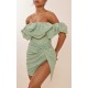 Sage Green Mesh Puff Detail Corset Bodycon Dress Sage Green Mesh Puff Detail Corset Bodycon Dress