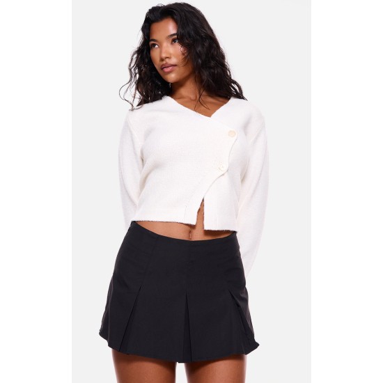 Black Tailored Woven Box Pleat Skater Skort Black Tailored Woven Box Pleat Skater Skort