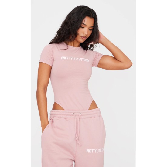 PRETTYLITTLETHING Light Pink Logo Short Sleeve Bodysuit PRETTYLITTLETHING Light Pink Logo Short Sleeve Bodysuit