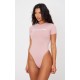 PRETTYLITTLETHING Light Pink Logo Short Sleeve Bodysuit PRETTYLITTLETHING Light Pink Logo Short Sleeve Bodysuit