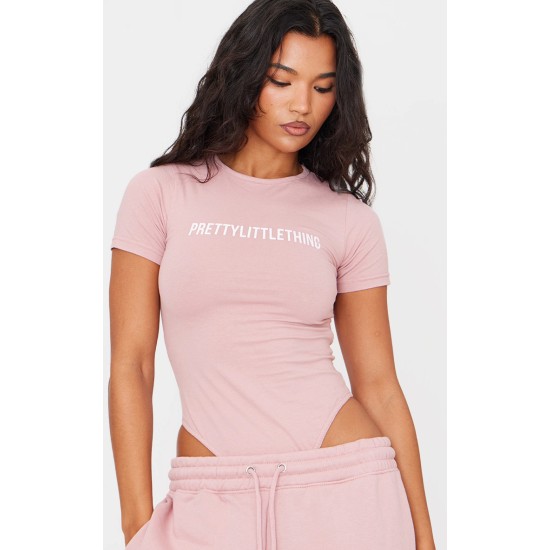 PRETTYLITTLETHING Light Pink Logo Short Sleeve Bodysuit PRETTYLITTLETHING Light Pink Logo Short Sleeve Bodysuit