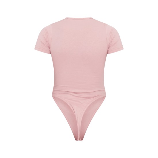 PRETTYLITTLETHING Light Pink Logo Short Sleeve Bodysuit PRETTYLITTLETHING Light Pink Logo Short Sleeve Bodysuit
