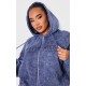 Shape Navy Embroidery Washed Zip Through Hoodie Shape Navy Embroidery Washed Zip Through Hoodie
