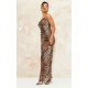 Brown Leopard Print Chiffon Lace Trim Strappy Maxi Dress Brown Leopard Print Chiffon Lace Trim Strappy Maxi Dress