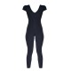 Black V Neck Short Sleeve Jersey Jumpsuit Black V Neck Short Sleeve Jersey Jumpsuit