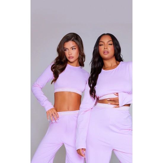 PRETTYLITTLETHING Tape Baby Pink Long Sleeve PJ Top PRETTYLITTLETHING Tape Baby Pink Long Sleeve PJ Top