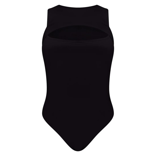 Black Slinky Cut Out Front Bodysuit Black Slinky Cut Out Front Bodysuit