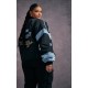 Plus Black Oversized Graphic Zipped Racer Bomber Jacket Plus Black Oversized Graphic Zipped Racer Bomber Jacket