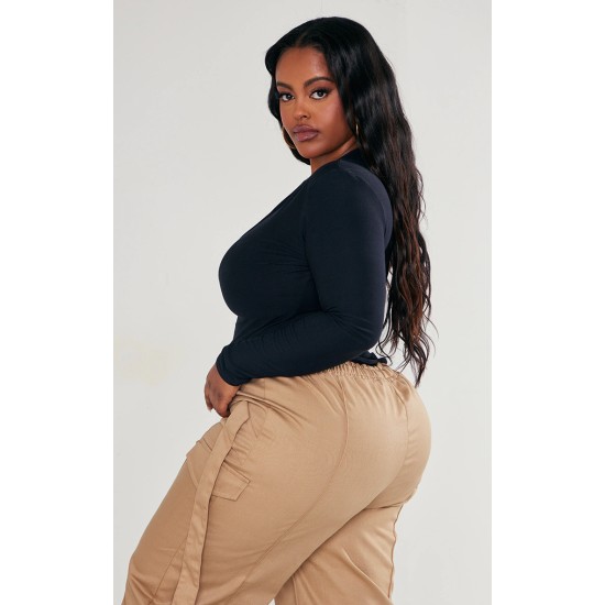 Plus Black Soft Touch V Neck Long Sleeve Top Plus Black Soft Touch V Neck Long Sleeve Top