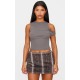Dark Grey Ribbed Asymmetric Vest Top Dark Grey Ribbed Asymmetric Vest Top