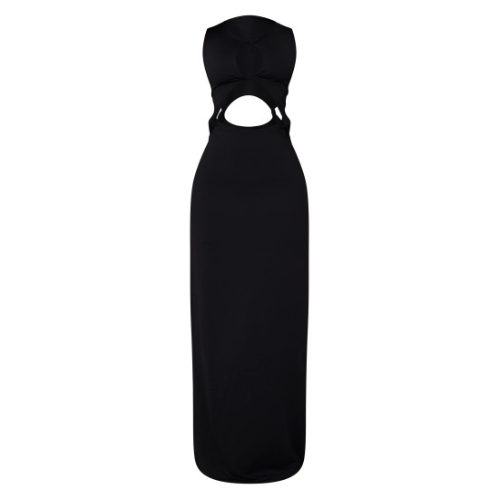 Petite Black Soft Touch Cut Out Maxi Dress With Knot Details Petite Black Soft Touch Cut Out Maxi Dress With Knot Details