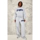 Tall Grey Marl Baltimore Borg Applique Detail Wide Leg Sweatpants Tall Grey Marl Baltimore Borg Applique Detail Wide Leg Sweatpants